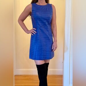 Blue Alligator Embossed A+O Leather Dress